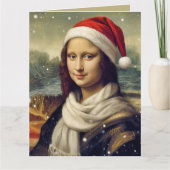 Mona Lisa in een kerstmuts - grappige quote Kaart (Voorkant)