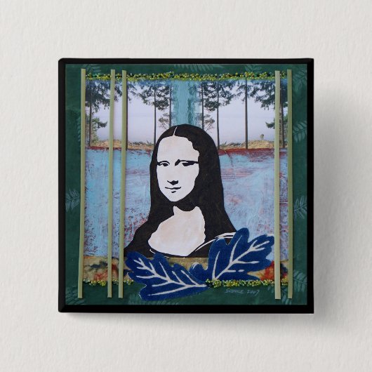 Mona Lisa in het land Vierkante Button 5,1 Cm (Voorkant)