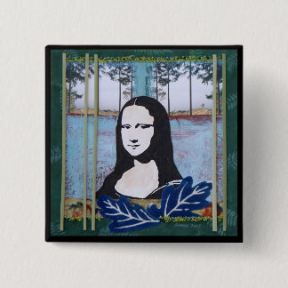 Mona Lisa in het land Vierkante Button 5,1 Cm