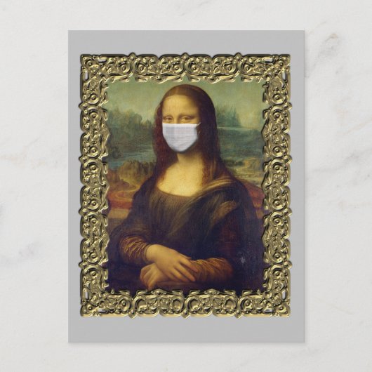 Mona Lisa in het mondkapje Covid 2020 Briefkaart (Voorkant)