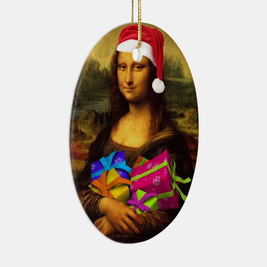 Mona Lisa in kerstmis Keramisch Ornament (Rechts)