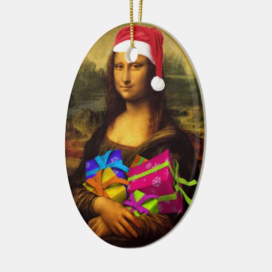 Mona Lisa in kerstmis Keramisch Ornament (Links)