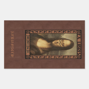 Mona Lisa in leesbril (gepersonaliseerd) Rechthoekige Sticker