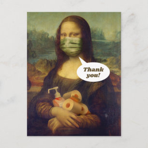 Mona Lisa in PPE- Dank u voor de werknemers in de  Briefkaart