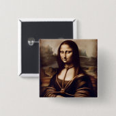 Mona Lisa in touwen Shibari fan Vierkante Button 5,1 Cm (Voorkant /achterkant)