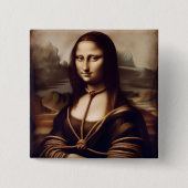Mona Lisa in touwen Shibari fan Vierkante Button 5,1 Cm (Voorkant)