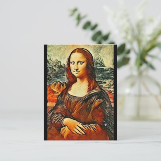 Mona Lisa in warme kleuren Briefkaart (Staand voorkant)