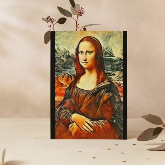 Mona Lisa in warme kleuren Briefkaart