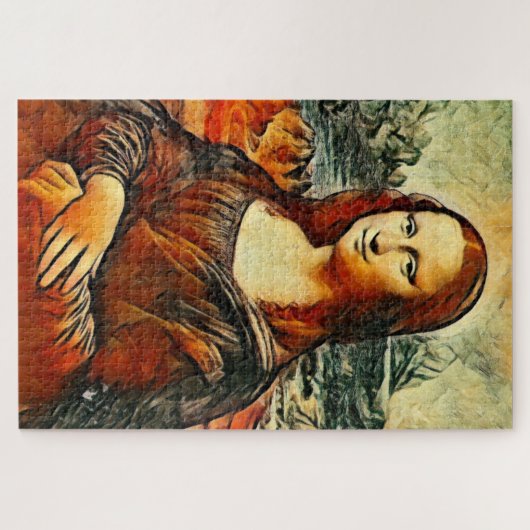 Mona Lisa in warme kleuren Legpuzzel (Horizontaal)