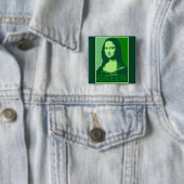 Mona Lisa is Groen Vierkante Button 5,1 Cm (In situ)