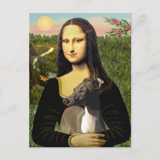 Mona Lisa - Italiaanse windhond Briefkaart (Voorkant)