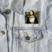Mona Lisa - Japanse Chin (L1) Vierkante Button 5,1 Cm (In situ)