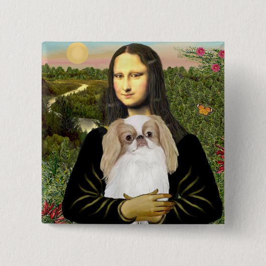 Mona Lisa - Japanse Chin (L1) Vierkante Button 5,1 Cm (Voorkant)