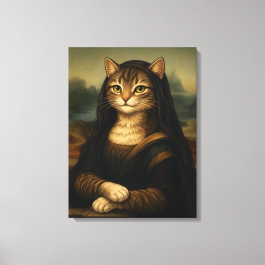 Mona Lisa Kat Parodie Renaissance Kunst Canvas Afdruk (Voorkant)