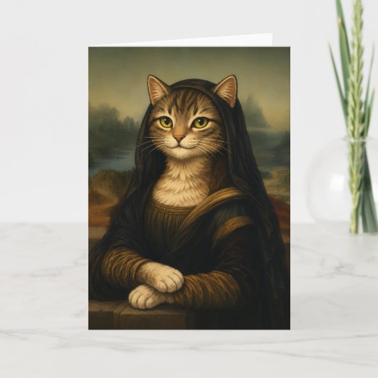 Mona Lisa Kat Parodie Renaissance Kunst Kaart (Voorkant)