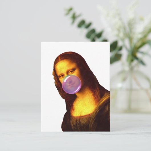 Mona Lisa Kauwgum Bubble Feestdagenkaart (Staand voorkant)