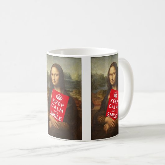 Mona Lisa Keep Calm And Smile Koffiemok (Voorkant rechts)