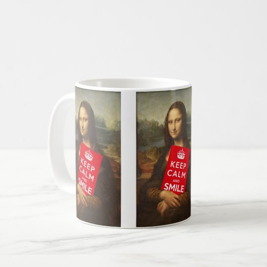Mona Lisa Keep Calm And Smile Koffiemok (Voorkant links)