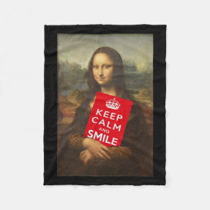 Mona Lisa Keeps kalm en glimlachen Fleece Deken