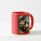 Mona Lisa Kerst Glas in Lood Mok (Voorkant rechts)