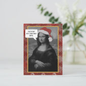 Mona Lisa kerstglimlach Kaart tegen Kerstmis (Staand voorkant)