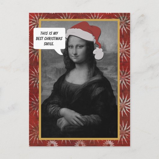 Mona Lisa kerstglimlach Kaart tegen Kerstmis (Voorkant)
