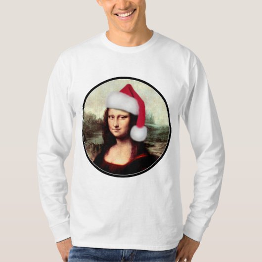 Mona Lisa Kerstman Chapeau Kerstmis T-shirt (Voorkant)