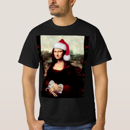 Mona Lisa Kerstman Chapeau Kerstmis T-shirt (Voorkant)