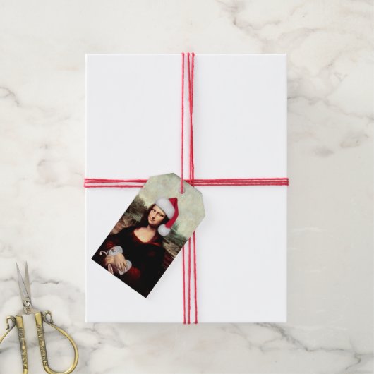 Mona Lisa Kerstman Kerstmis Cadeaulabel (Met Touw)