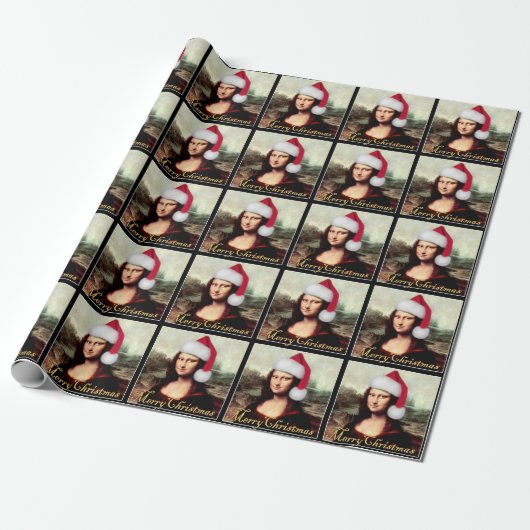 Mona Lisa Kerstman Kerstmis Cadeaupapier (Uitgerold)