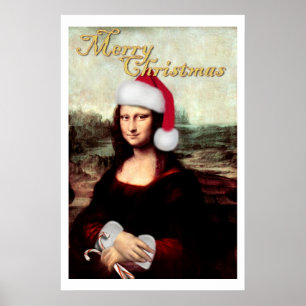 Mona Lisa Kerstman Kerstmis Poster