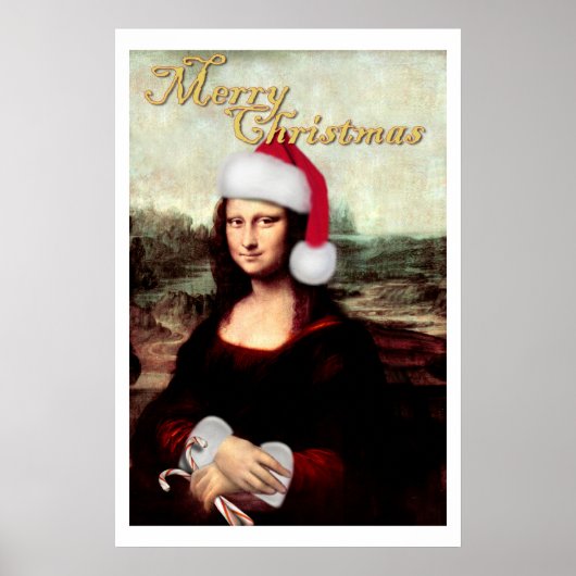 Mona Lisa Kerstman Kerstmis Poster (Voorkant)