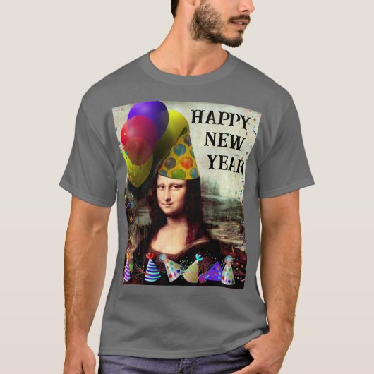 Mona Lisa Kerstman Kerstmis T-shirt (Voorkant)