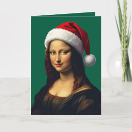 Mona Lisa Kerstman Santa Hoed Kerstvakantie Uitkni Feestdagen Kaart