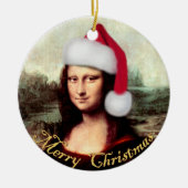 Mona Lisa Kerstmanchet Kerstmis Keramisch Ornament (Voorkant)