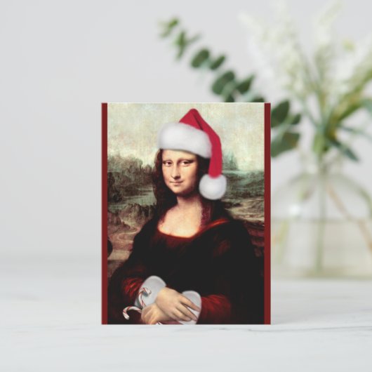 Mona Lisa Kerstmis Briefkaart (Staand voorkant)