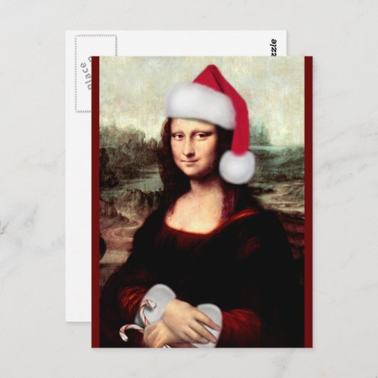Mona Lisa Kerstmis Briefkaart (Voorkant / Achterkant)