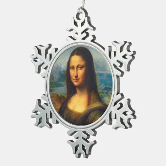 Mona Lisa Kerstversiering Tin Sneeuwvlok Ornament (Rechts)