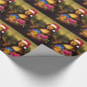 Mona Lisa komt als kerstman Cadeaupapier (Hoek)