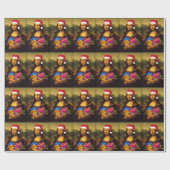 Mona Lisa komt als kerstman Cadeaupapier (Vlak)