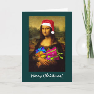 Mona Lisa komt als kerstman Feestdagen Kaart
