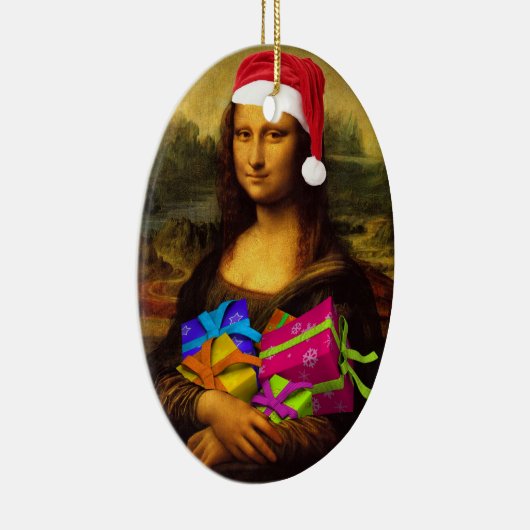 Mona Lisa komt als kerstman Keramisch Ornament (Rechts)