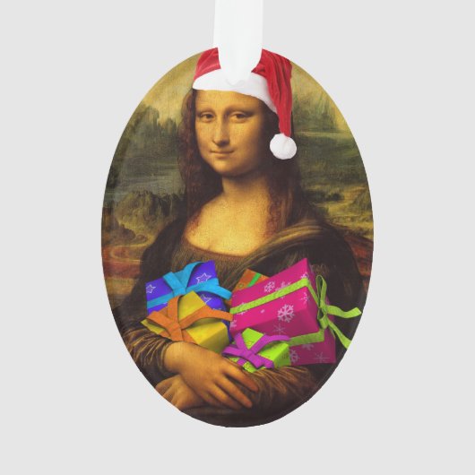 Mona Lisa komt als kerstman Ornament (achterkant)