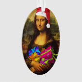 Mona Lisa komt als kerstman Ornament (voorkant)