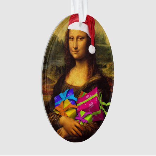 Mona Lisa komt als kerstman Ornament (voorkant)