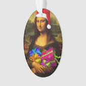 Mona Lisa komt als kerstman Ornament (voorkant)