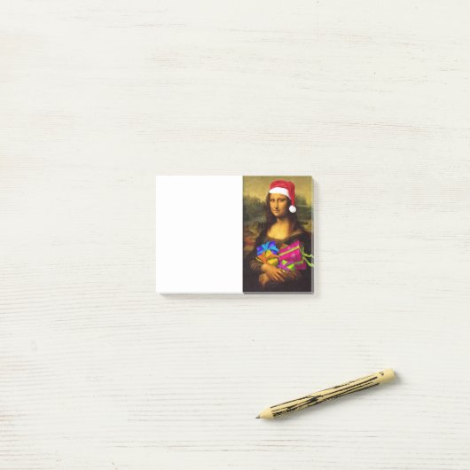 Mona Lisa komt als kerstman Post-it® Notes (Op bureau)