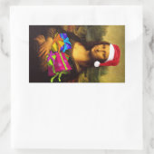 Mona Lisa komt als kerstman Rechthoekige Sticker (Tas)