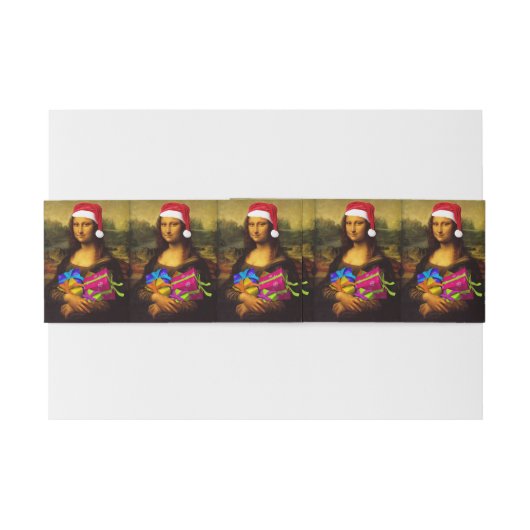 Mona Lisa komt als kerstman Uitnodigingen Wikkel (Achterkant Voorbeeld)