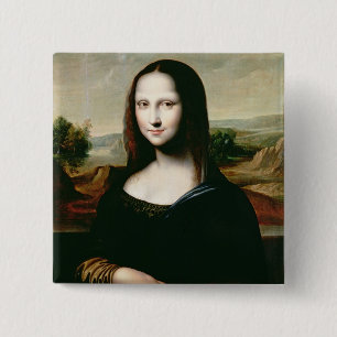 Mona Lisa, kopie van het schilderij van Leonardo d Vierkante Button 5,1 Cm